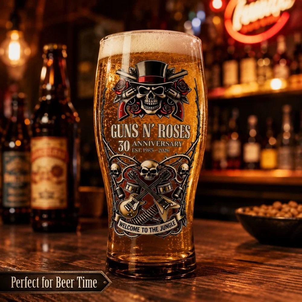 كوب بيرة تذكاري لفرقة Guns N'  - مراجعة Vintage Collectible Glass وسعره